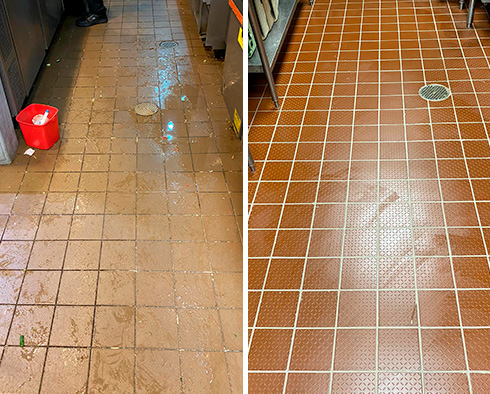 Floor Before and After a Tile Cleaning in Jupiter, FL