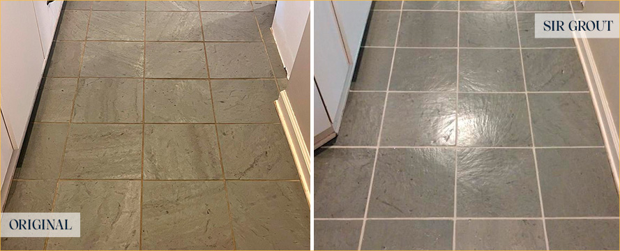 Floor Before and After a Flawless Stone Cleaning in Palm Beach Gardens, FL