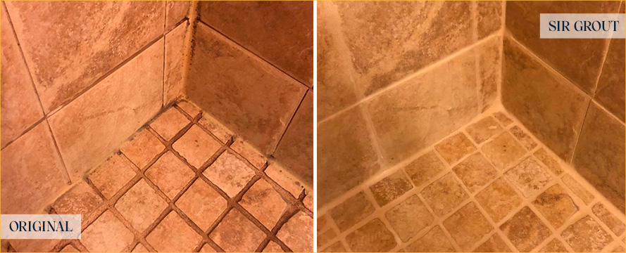 Shower Before and After a Superb Grout Cleaning in West Palm Beach, FL