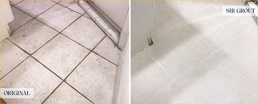 Bathroom Floor Expertly Restored by Our Tile and Grout Cleaners in West Palm Beach, FL