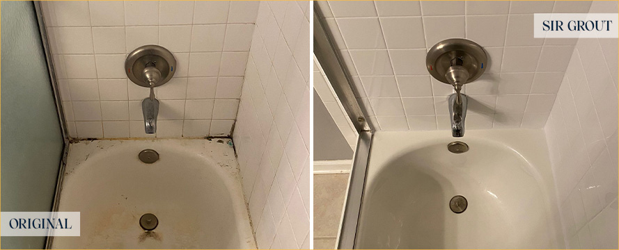 Tile Shower Before and After Our Caulking Services in Lake Worth