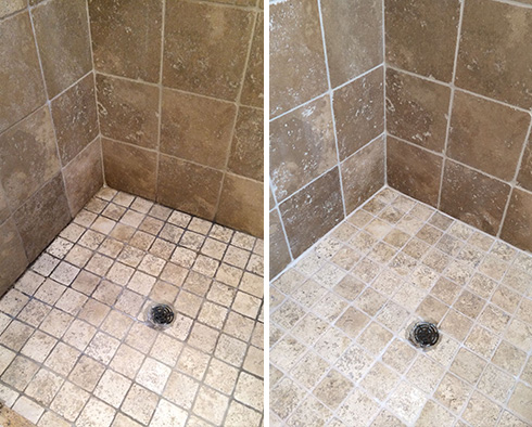 Shower Seams Before and After a Service from Our Tile and Grout Cleaners in West Palm Beach