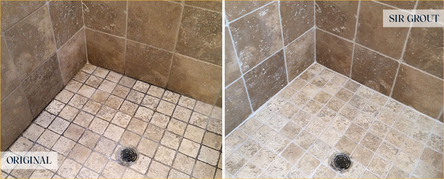 Shower Seams Before and After a Service from Our Tile and Grout Cleaners in West Palm Beach