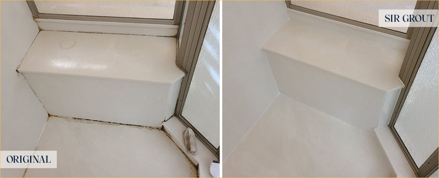 Shower Seams Before and After Our Caulking Services in Lake Worth