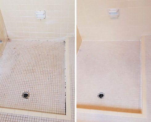 Shower Before and After a Grout Sealing in West Palm Beach, FL 