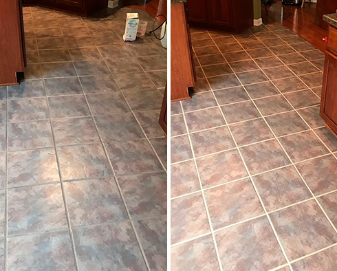 Floor Before and After a Grout Cleaning in Palm Beach, FL 