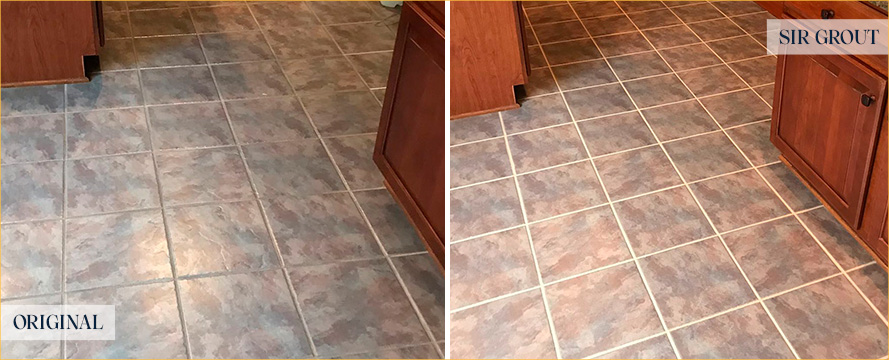 Floor Before and After an Exceptional Grout Cleaning in Palm Beach, FL 