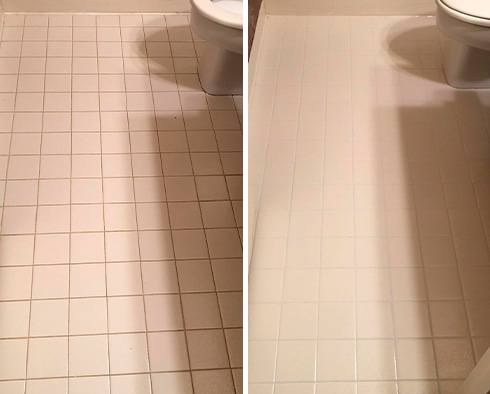 Floor Before and After a Grout Cleaning in West Palm Beach, FL